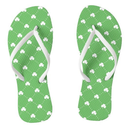 Cute Green St Patrick's Day Shamrock Pattern Teenslippers (Voetbed)