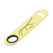 Cute green stick insects with happy faces cartoon speed flessenopener (Voorkant Gekanteld)