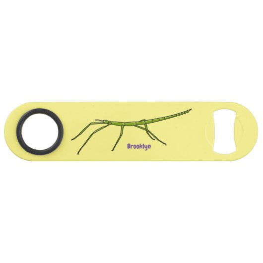 Cute green stick insects with happy faces cartoon speed flessenopener (Voorkant (Horizontaal))