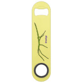 Cute green stick insects with happy faces cartoon speed flessenopener (Achterkant)
