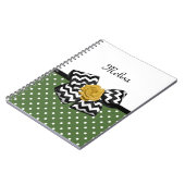 Cute Green Stippen Yellow Rose Chevron Bow and Nam Notitieboek (Linkerzijde)