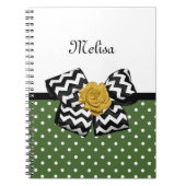 Cute Green Stippen Yellow Rose Chevron Bow and Nam Notitieboek (Voorkant)