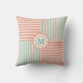 Cute Green Stripe Monogram Kussen (Achterkant)