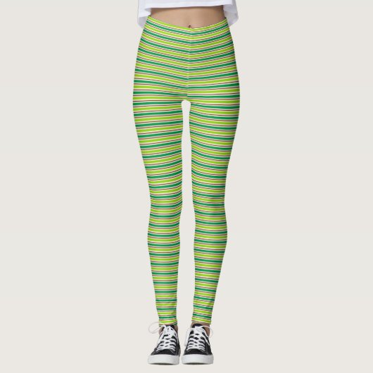 Cute Green Stripes St. Patricks Day Leggings (Voorkant)