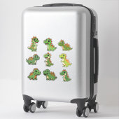 Cute Green T-Rex Dinosaur Kids Vinyl Sticker (Sur valise)