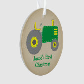 Cute Green Tractor First Kerstkraft Foto Ornament (voorkant)