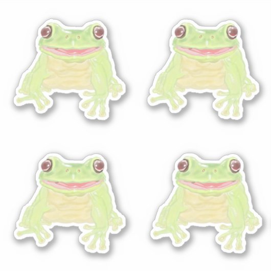 Cute Green Tree Frog - 4x autocollant coupe person (Devant)