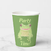 Cute Green Tree Frog - Party Time! text. Papieren Bekers (Achterkant)
