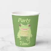 Cute Green Tree Frog - Party Time! text. Papieren Bekers (Voorkant)