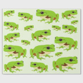 Cute Green Tree Frog Pattern Cadeaupapier (Vlak)