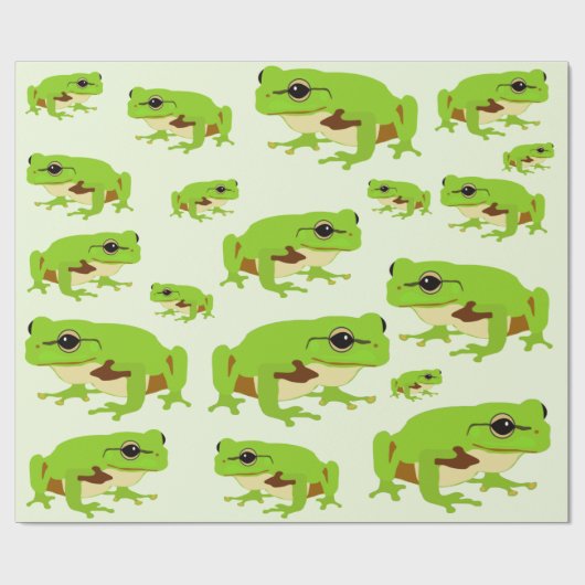 Cute Green Tree Frog Pattern Cadeaupapier (Vlak)