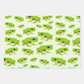 Cute Green Tree Frog Pattern Inpakpapier Vel (Voorkant 3)