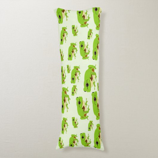 Cute Green Tree Frog Pattern Lichaamskussen (Voorkant Verticaal)