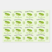 Cute Green Tree Frog Pattern Name Age Birthday Inpakpapier Vel (Voorkant 3)