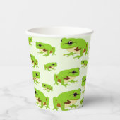 Cute Green Tree Frog Pattern Papieren Bekers (Voorkant)