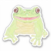 Cute Green Tree Frog - simple autocollant taillé s (Devant)