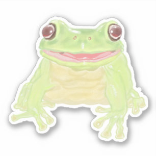 Cute Green Tree Frog - simple autocollant taillé s
