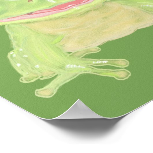 Cute Green Tree Kikker - 3x transparant. Poster (Hoek)