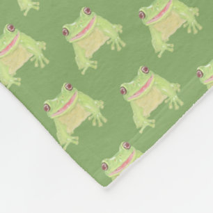 Cute Green Tree Kikker - transparant patroon. Fleece Deken
