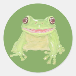 Cute Green Tree Kikker - transparant. Ronde Sticker