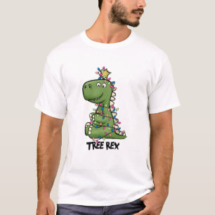 Cute Green Tree Rex Dino Kerstmis T-shirt