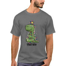 Cute Green Tree Rex Dino Kerstmis T-Shirt
