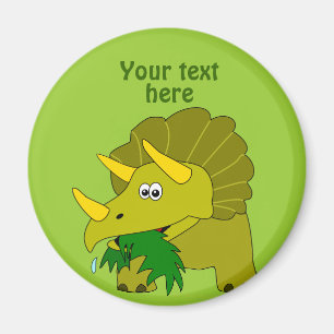 Cute Green Triceratops Cartoon Dinosaur Magneet