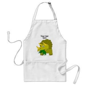 Cute Green Triceratops Cartoon Dinosaur Standaard Schort