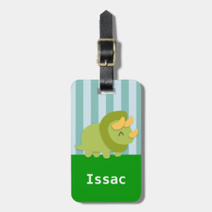 Cute Green Triceratops Dinosaur voor kinderen Bagagelabel