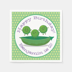 Cute green tuin erwten cartoon illustratie servet