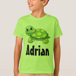 Cute Green Turtle Personalized Childs Shirt Adrian