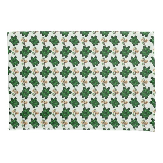 Cute Green Turtle Seamless Pattern | turtle  Kussensloop (Voorkant)