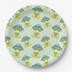 Cute Green UFO Pattern Papieren Bordje