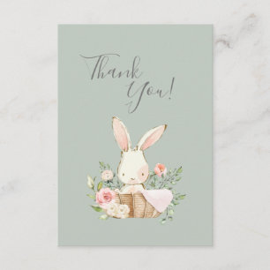 Cute Green waterverf Bunny Baby shower Hartelijk d Bedankkaart