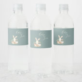 Cute Green Waterverf Bunny Baby shower Waterfles Etiket (Flessen)