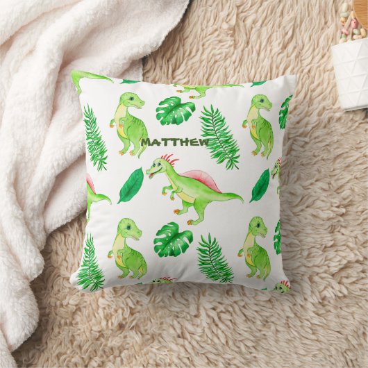 Cute Green Waterverf Oerwoud Dinosaur Pattern Kussen (Deken)