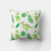 Cute Green Waterverf Oerwoud Dinosaur Pattern Kussen (Achterkant)