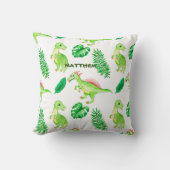 Cute Green Waterverf Oerwoud Dinosaur Pattern Kussen (Voorkant)