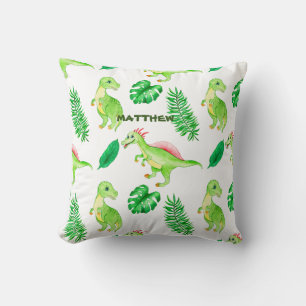 Cute Green Waterverf Oerwoud Dinosaur Pattern Kussen