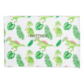 Cute Green Waterverf Oerwoud Dinosaur Pattern Kussensloop (Voorkant)