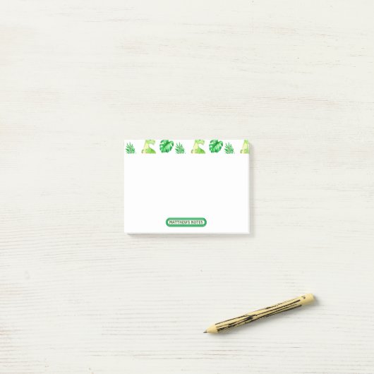 Cute Green Waterverf Oerwoud Dinosaur Pattern Post-it® Notes (Op bureau)