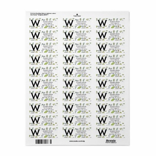 Cute Green Waterverf Paint Summer Cactus Pattern Etiket (Full Sheet)
