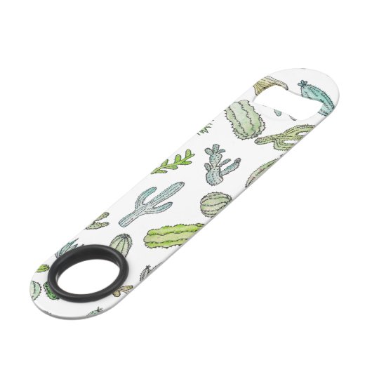 Cute Green Waterverf Paint Summer Cactus Pattern Speed Flessenopener (Voorkant Gekanteld)