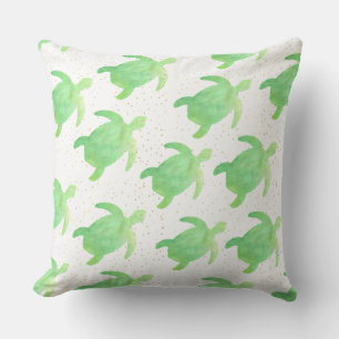 Cute Green Waterverf Zee Turtle Pattern Kussen