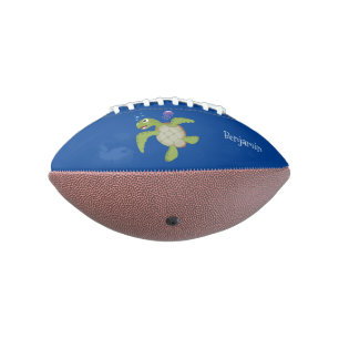 Cute green zee schildpad happy cartoon illustratie american football