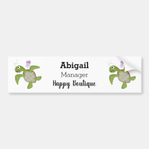Cute green zee schildpad happy cartoon illustratie bumpersticker