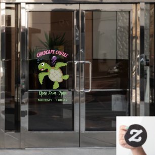 Cute green zee schildpad happy cartoon illustratie raamsticker