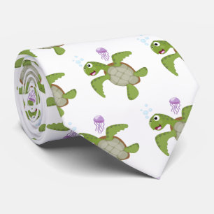 Cute green zee schildpad happy cartoon illustratie stropdas