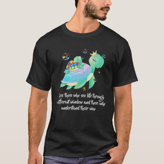 Cute Green Zee Turtle Puzzle Pieces Autistic Kind T-shirt (Voorkant)
