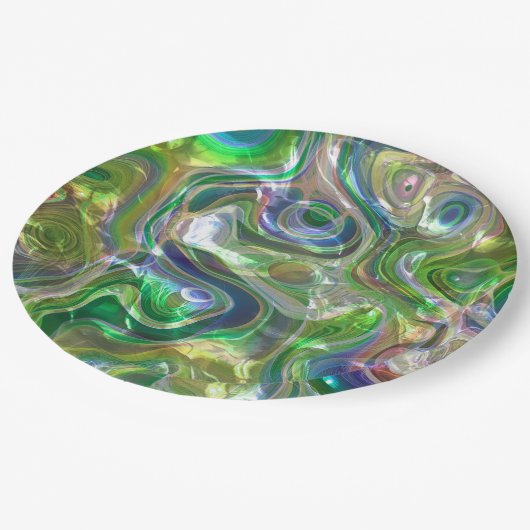 Cute Greenery Blue Abstract Marble Pattern Papieren Bordje (Gekanteld)